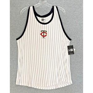 New Era MLB Minnesota Twins Tank Top Womens XL Sleeveless Pin Stripe T-Shirt